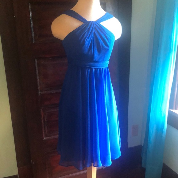 David’s Bridal sz 4 style #F15600 Royal Blue Horizon Chiffon  NWT - Picture 3 of 17